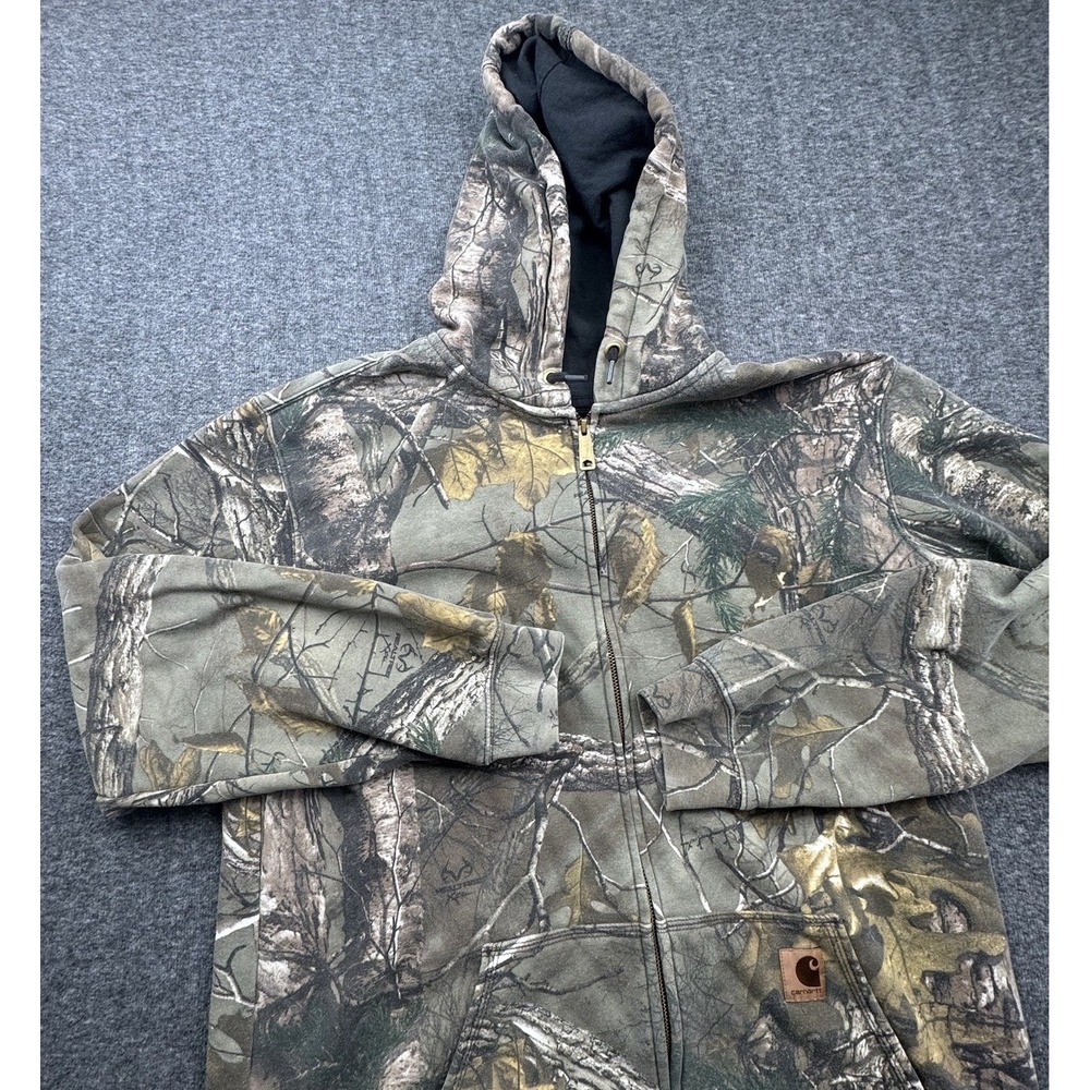 Carhartt Hoodie RealTree Camo Full Zip Camoflouge K289 977 Sweatshirt Sz L Tall